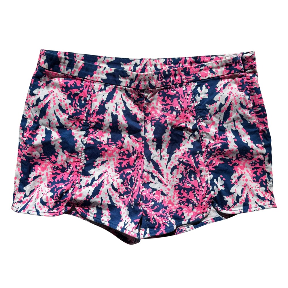 Lilly Pulitzer Preppy Coastal Women Shorts Navy Pink Cotton Lycra